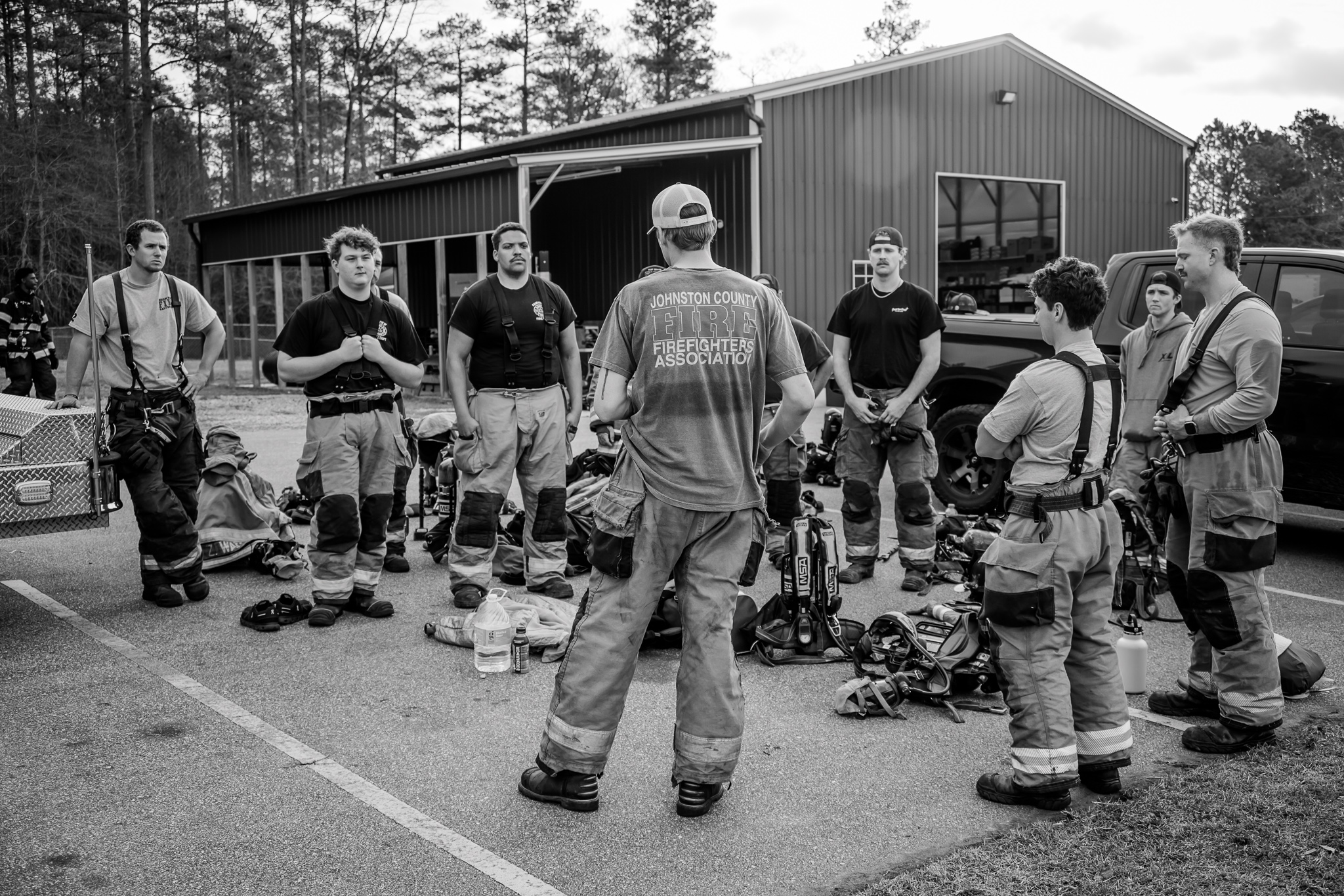 Instructor addressing crew circle