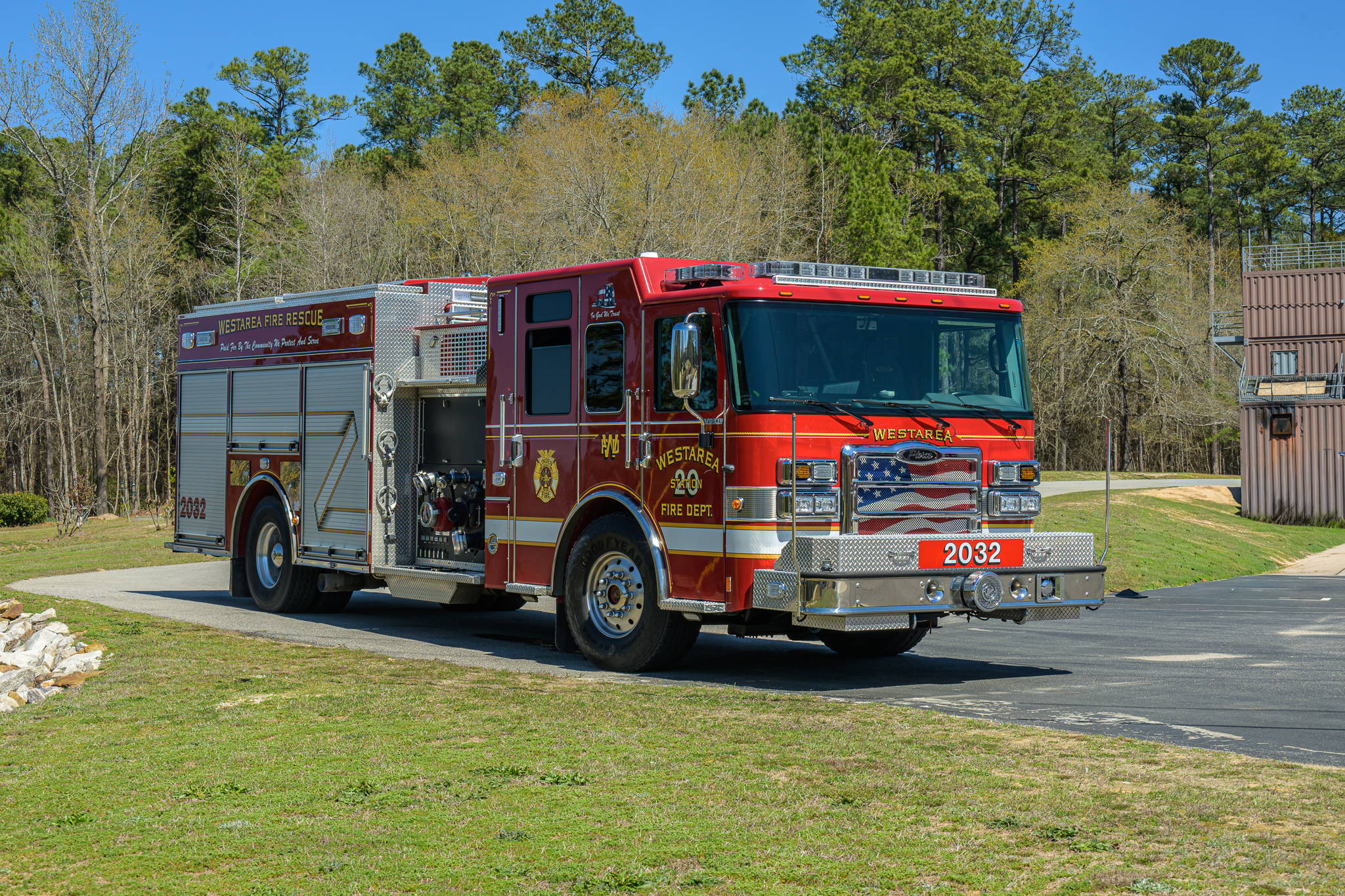 Engine parked at training tower